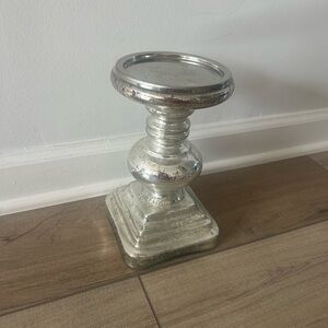 Pottery Barn Silver Glass Mercury Candle Holder - 9”